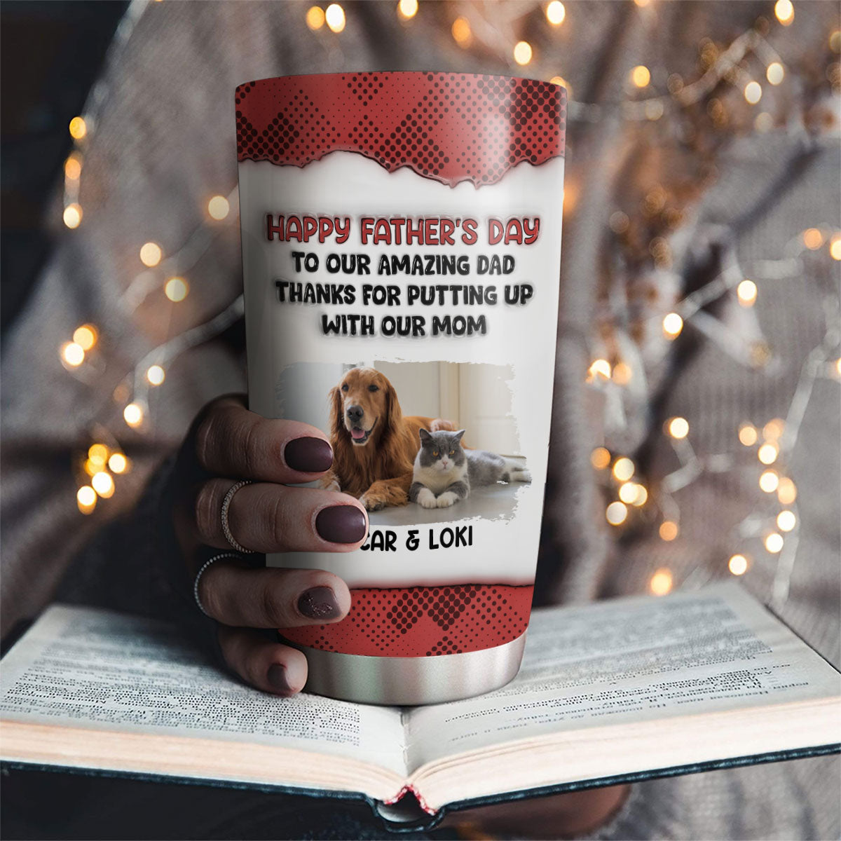 Custom Photo Father's day Birthday Gifts For Pet Dad, Pet Lovers • Putting Up With Pet Photo Version - Personalized 3D Inflated Effect Tumbler