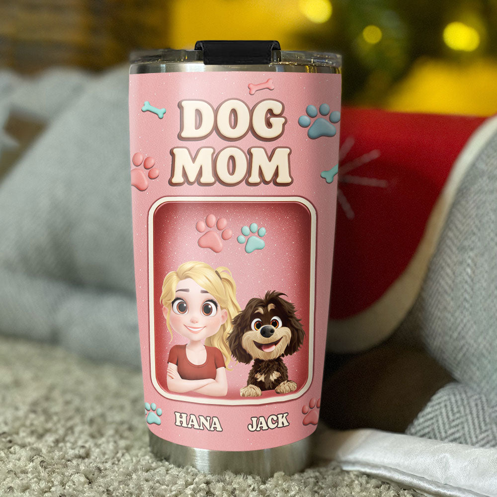 Custom Christmas Birthday Gifts For Dog Mom, Dog Lovers • Best Dog Mummy Ever - Personalized 3D Effect Tumbler