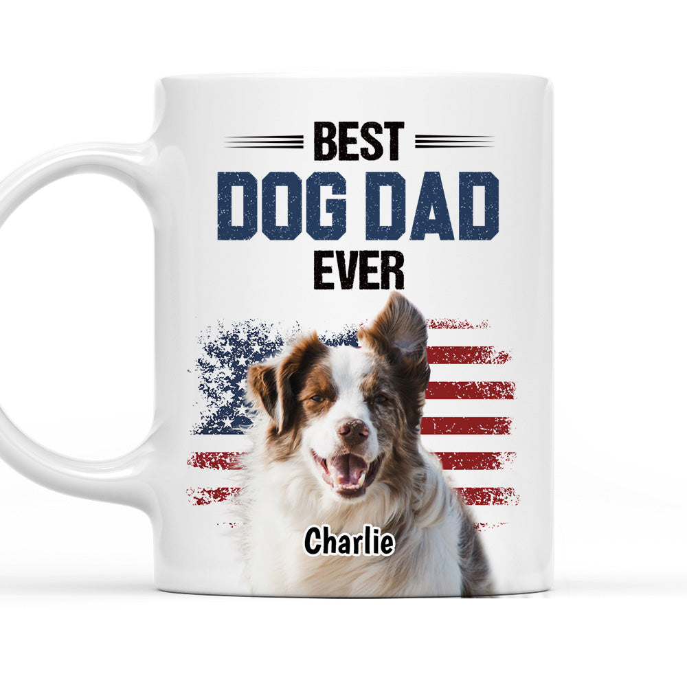 Custom Photo Father's day Birthday Gifts For Dog Dad, Dog Lovers • American Dog Dad Photo - Personalized Coffee Mug
