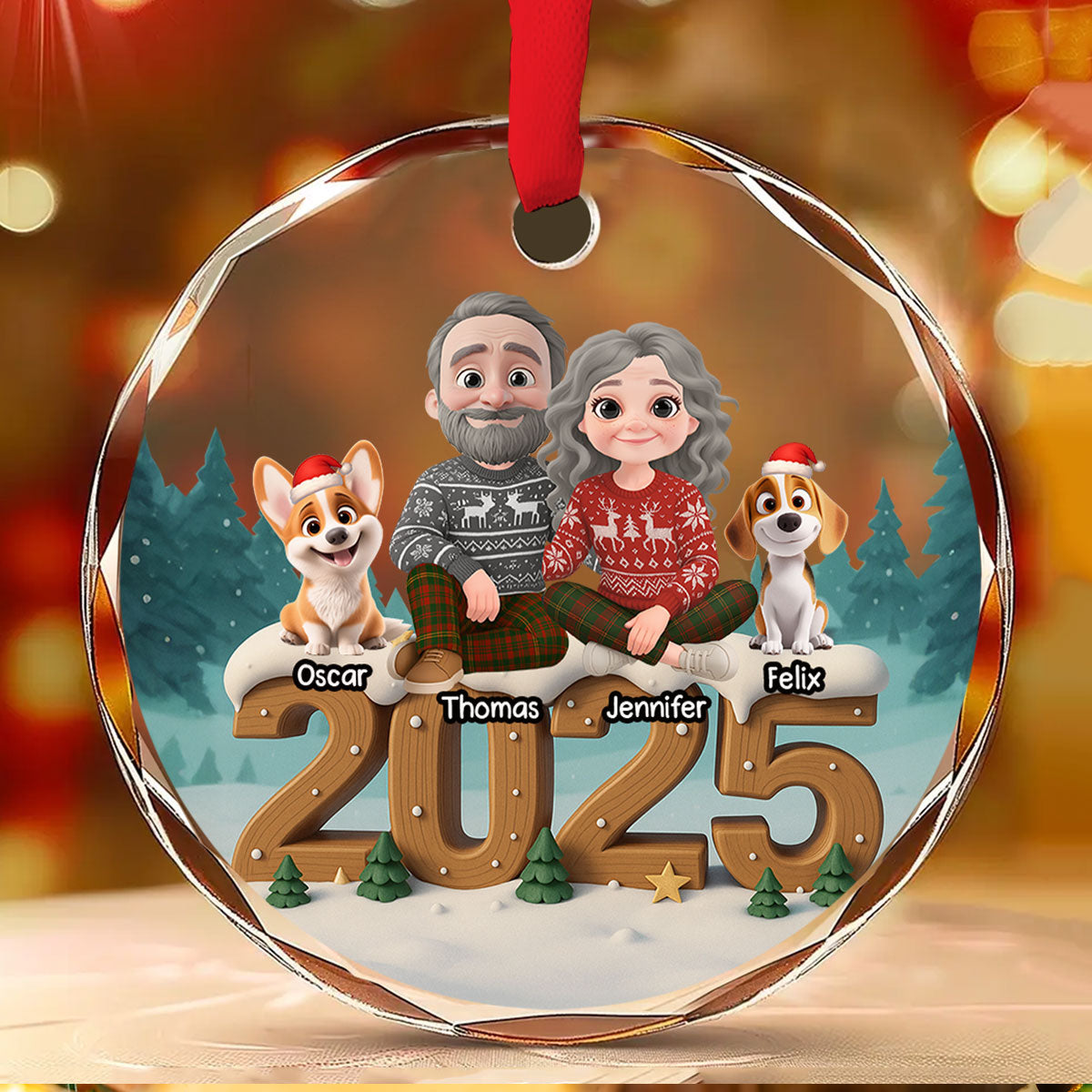 Custom Christmas Decor Home Birthday Gifts For Dog Lovers • From This Year Onwards - Personalized 3D Effect Glass Ornament