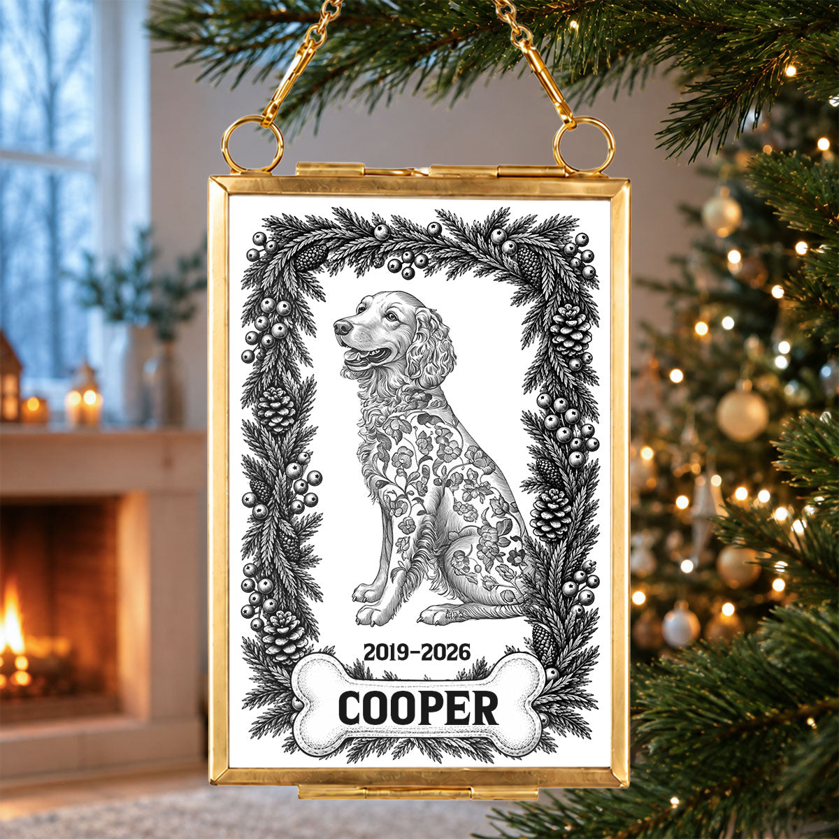 Custom Christmas Decor Home Birthday Gifts For Dog Lovers • Forever In Our Christmas Memories - Personalized Metal Frame Ornament