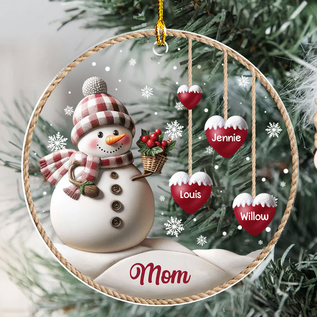 Happy Christmas Snowman Grandma - Personalized 3D Inflated Effect Acrylic Ornament