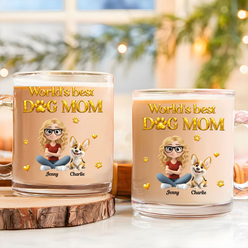 Custom Christmas Birthday Gifts For Dog Mom, Dog Lovers • I Love My Dog - Personalized 3D Effect Glass Mug