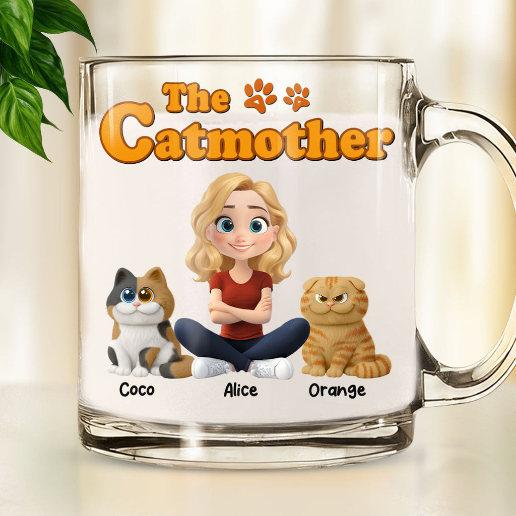 Custom Christmas Birthday Gifts For Cat Mom, Cat Lovers • Mother Funny Chunky Cat - Personalized Glass Mug