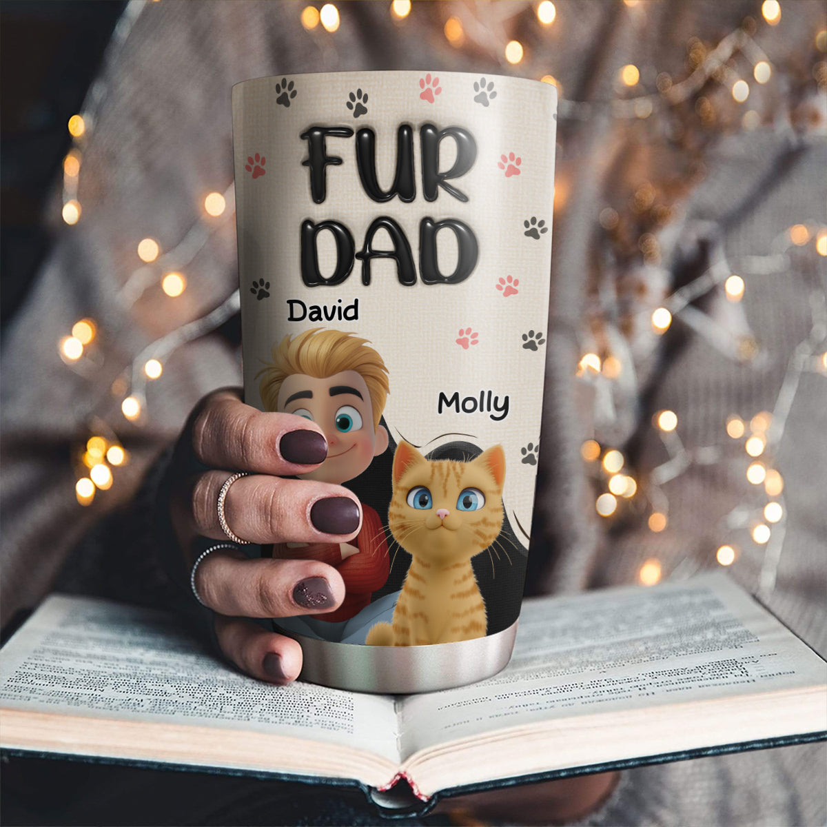 Custom Christmas Birthday Gifts For Pet Dad, Pet Lovers • Dad Love Pet The Most - Personalized 3D Inflated Effect Tumbler