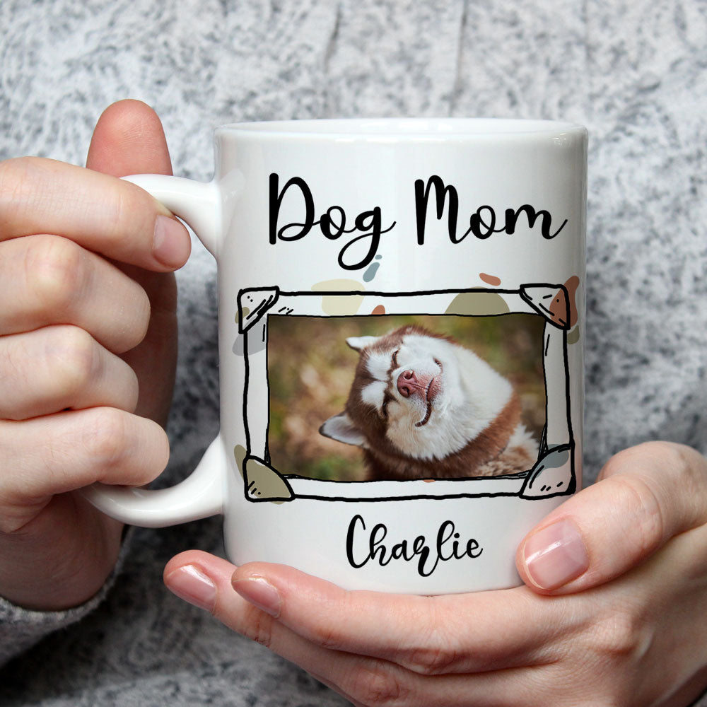 Custom Photo Christmas Birthday Gifts For Dog Lovers • Dog Mom Dad Line Photo - Personalized Coffee Mug