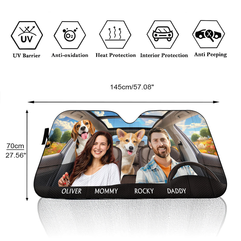 Custom Christmas Birthday Gifts Car Accessories for Dog Parents • Life Is Better With My Dog Couple Photo - Personalized Car Sunshade