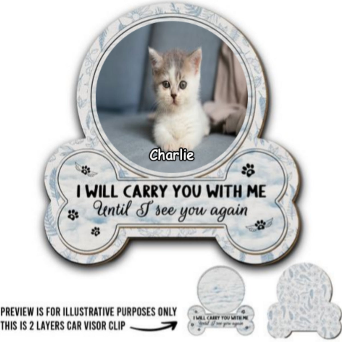 I Will Carry My Cat With Me Photo - Personalized Car Visor Clip