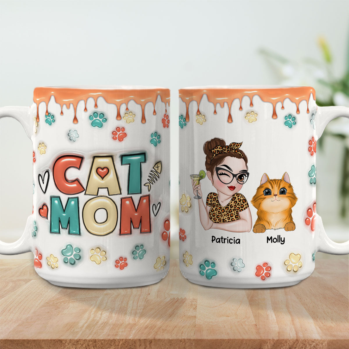 Custom Mother's day Birthday Gifts For Cat Mom, Cat Lovers • Mom Of Cats Version 2 - Personalized 3D Inflated Effect Mug