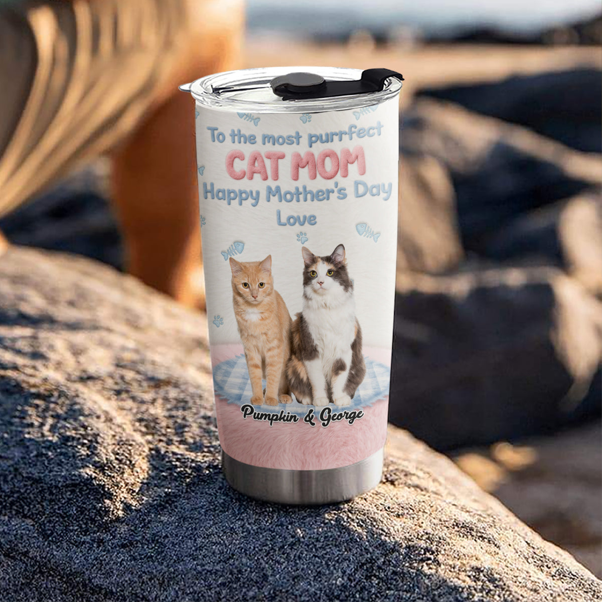 Custom Photo Mother's day Birthday Gifts For Cat Mom, Cat Lovers • The Most Perfect One We Could Find Photo - Personalized 3D Effect Tumbler