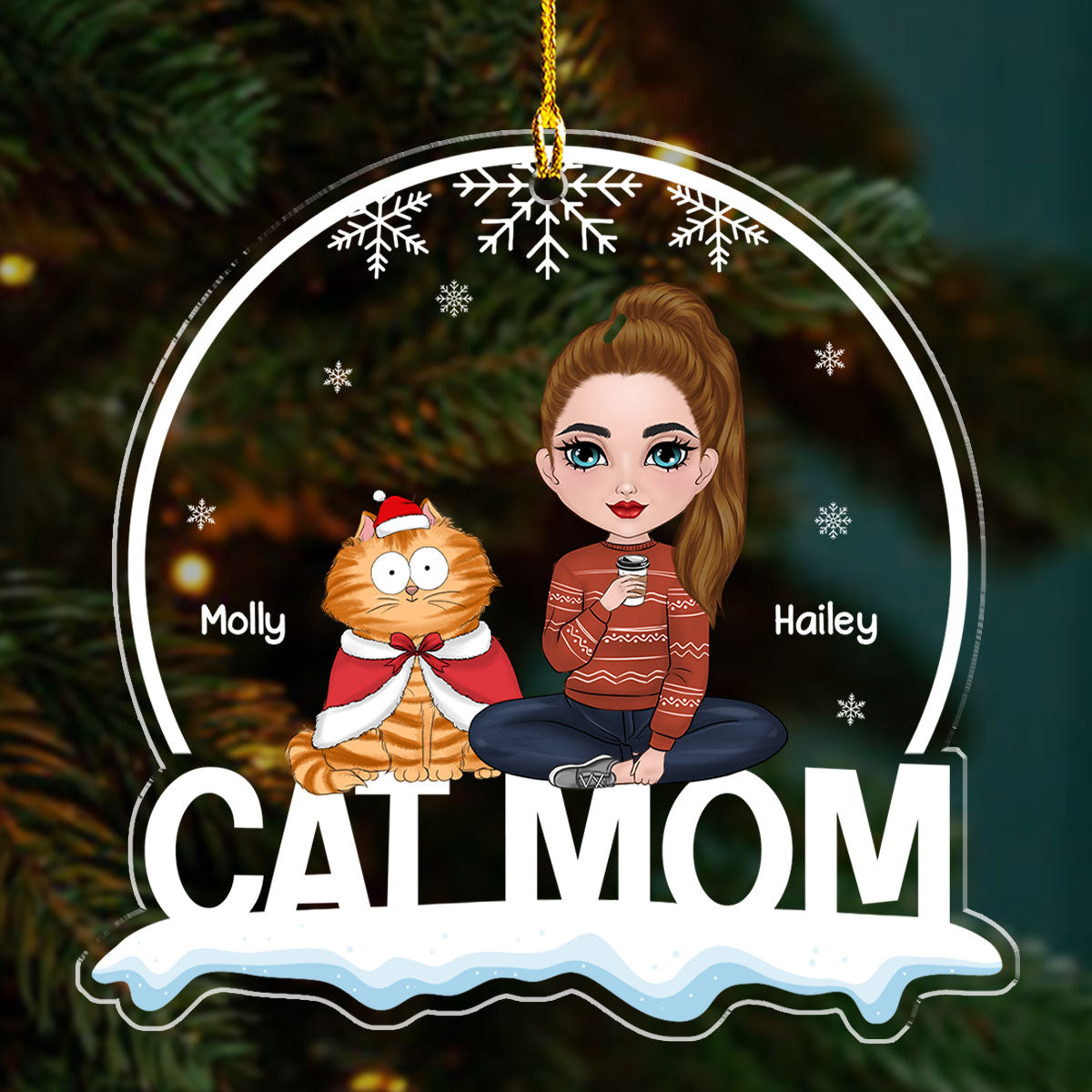 Custom Christmas Decor Home Birthday Gifts For Cat Lovers • Funny Cat Mom - Personalized Acrylic Ornament
