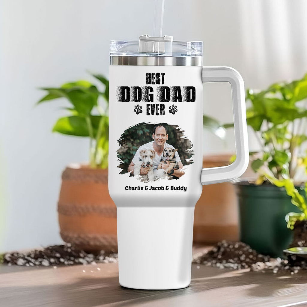 Custom Photo Father's day Birthday Gifts For Dog Dad, Dog Lovers • Best Dad Ever Photo Version 2 - Personalized Tumbler