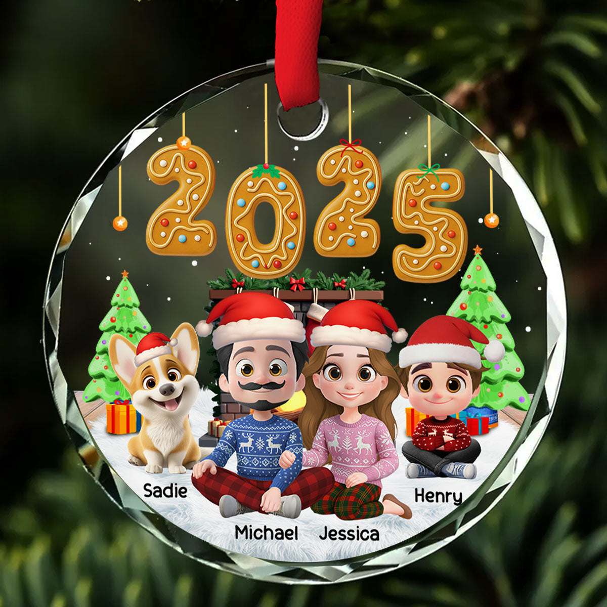 Custom Christmas Decor Home Birthday Gifts For Dog Lovers • Family Of The Year - Personalized Glass Ornament