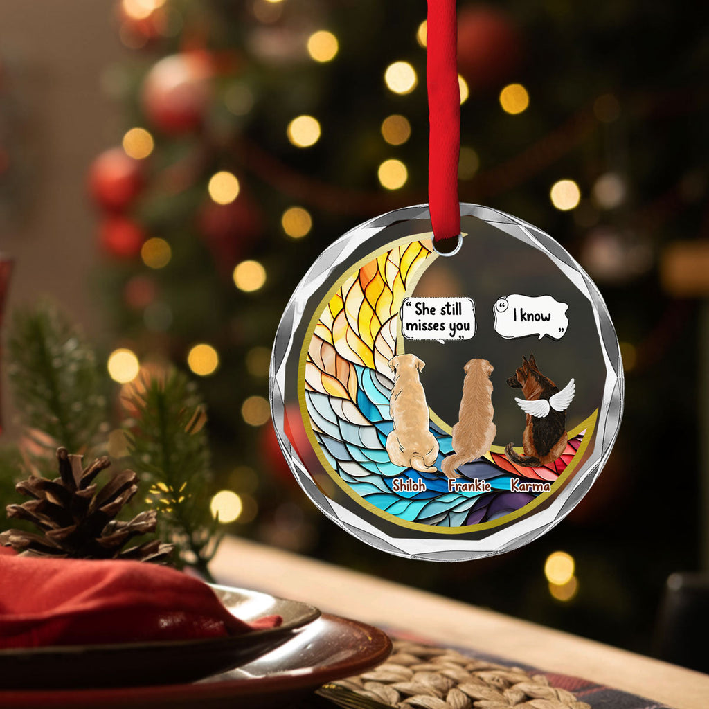 Custom Christmas Memorial Sympathy Gifts For Dogs, Cats • They Still Talk About You - Personalized Glass Ornament
