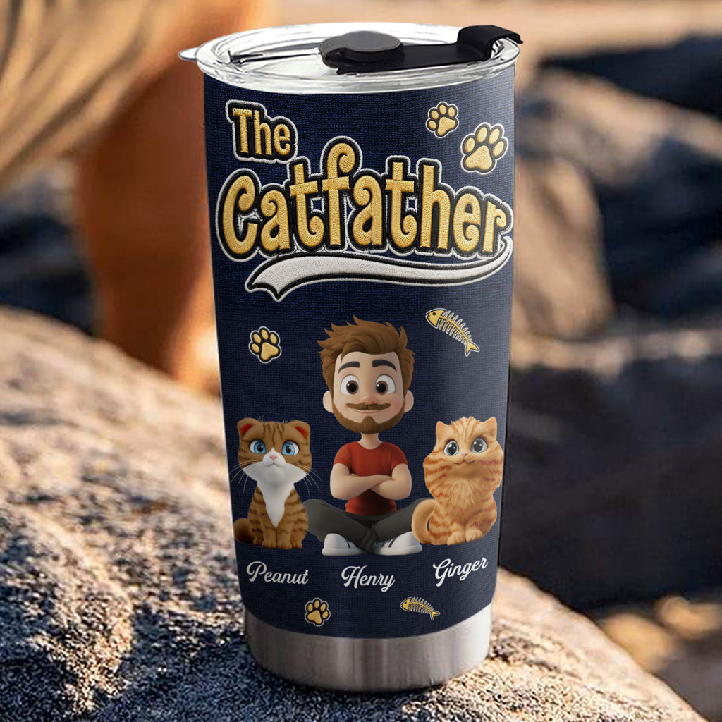 Custom Father's day Birthday Gifts For Cat Dad, Cat Lovers • New Effect Cool Cat Father - Personalized Tumbler