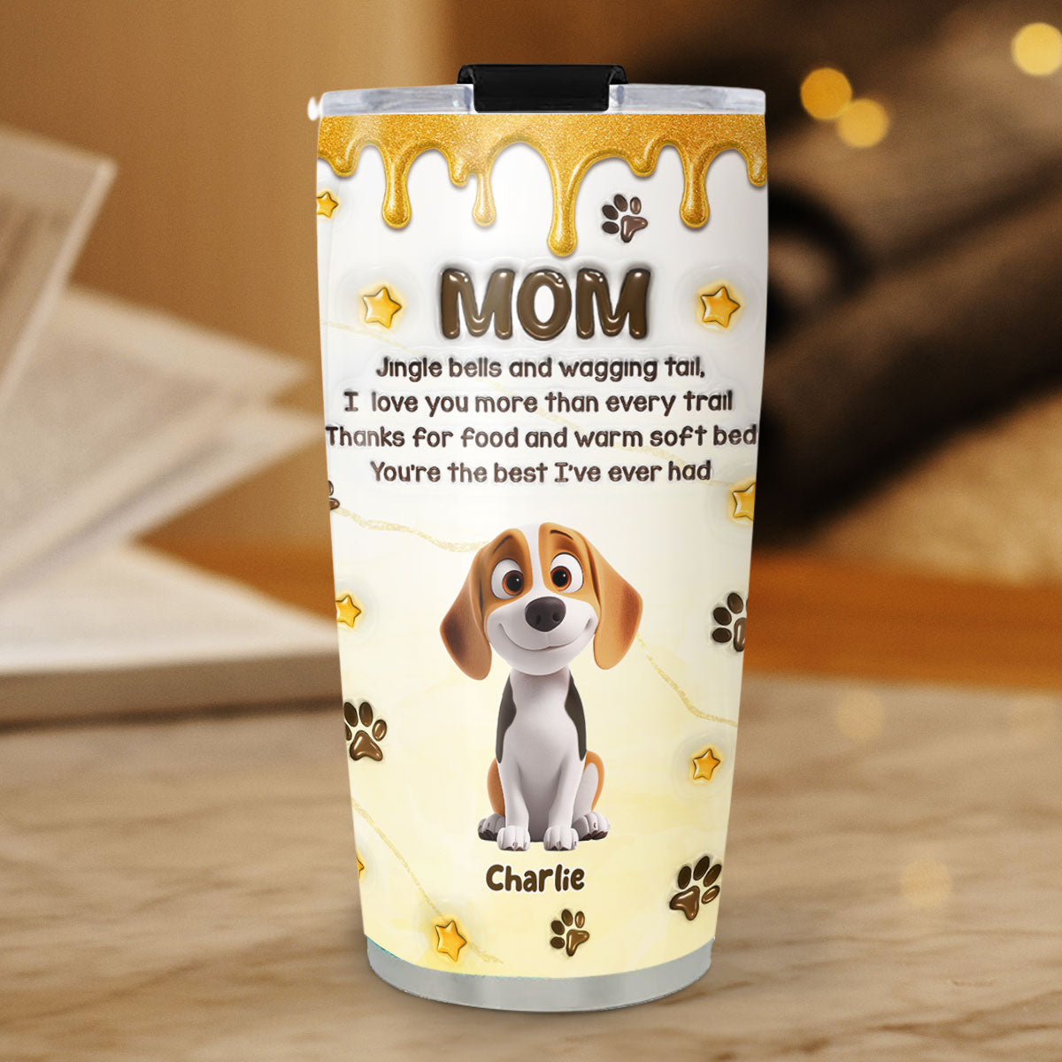 Custom Christmas Birthday Gifts For Dog Lovers • Jingle Bells And Wagging Tail - Personalized 3D Effect Tumbler