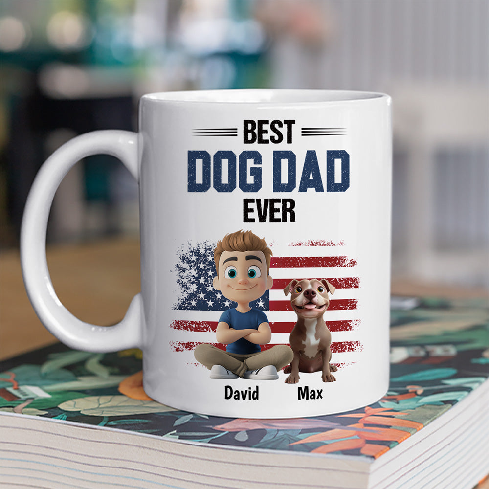 Custom Father's day Birthday Gifts For Dog Dad, Dog Lovers • American Dog Dad - Personalized Coffee Mug