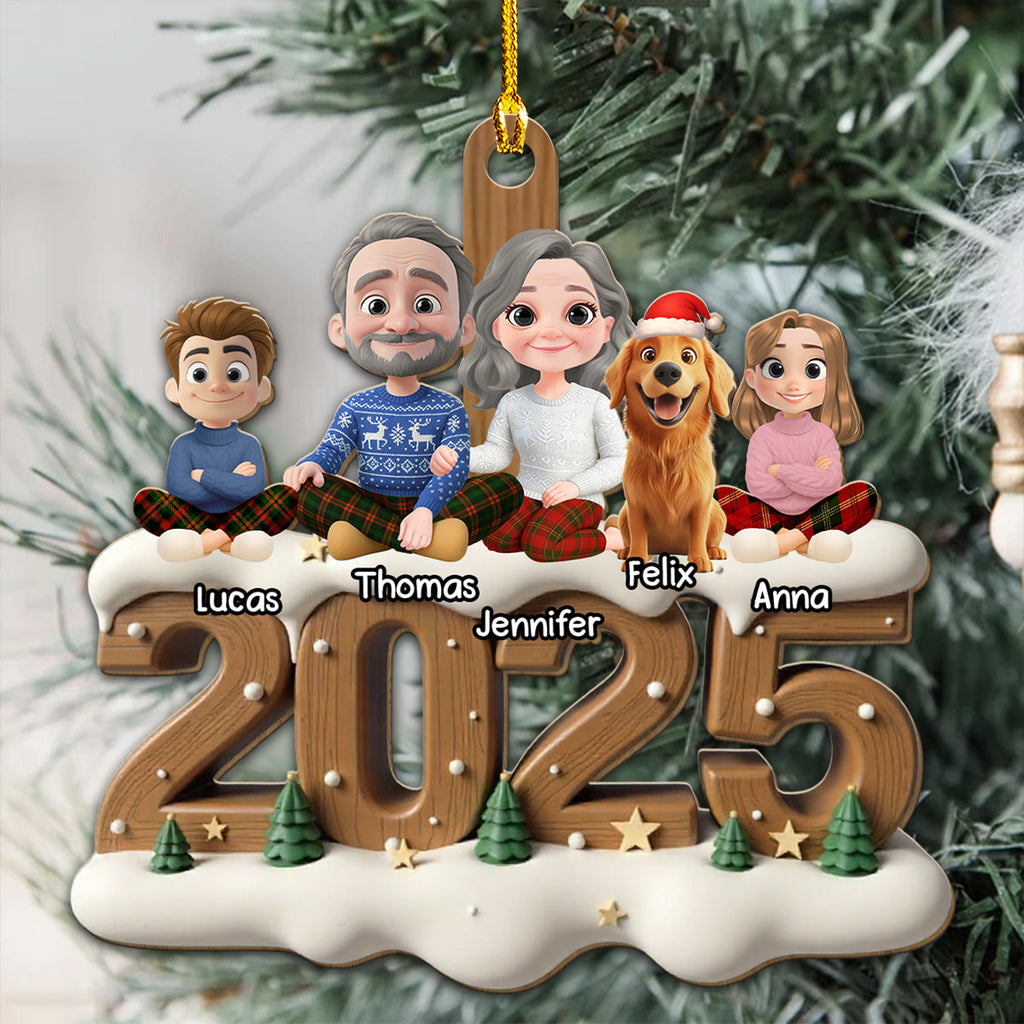 Custom Christmas Family Dog Dad and Mom • As A Family Onwards Extended Ver - Personalized 3D Effect Wood Ornament