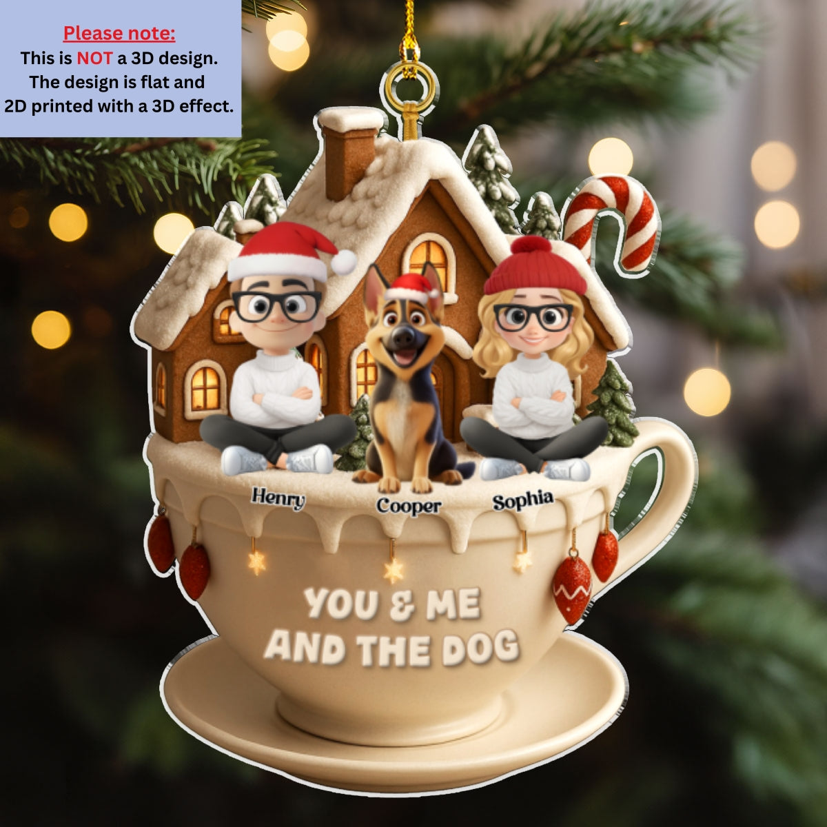 Custom Christmas Decor Home Birthday Gifts For Dog Lovers • Christmas Tea Cup House - Personalized Acrylic Ornament