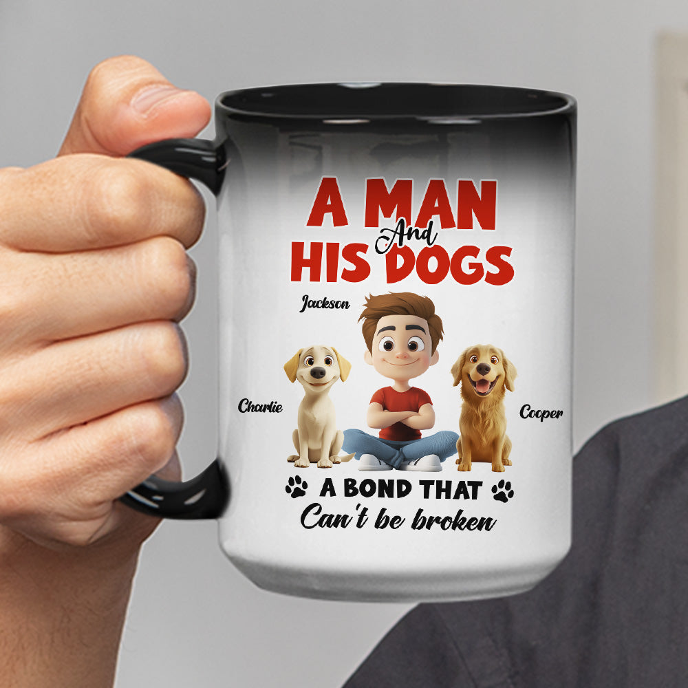 Custom Father's day Birthday Gifts For Dog Dad, Dog Lovers • Unbroken Bond - Personalized Color Changing Mug