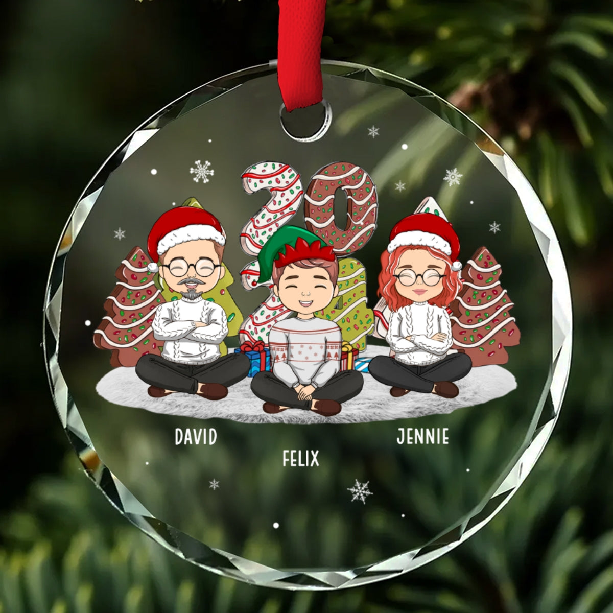 Custom Christmas Decor Home Birthday Gifts For Pet Lovers • Family Cake - Personalized Glass Ornament