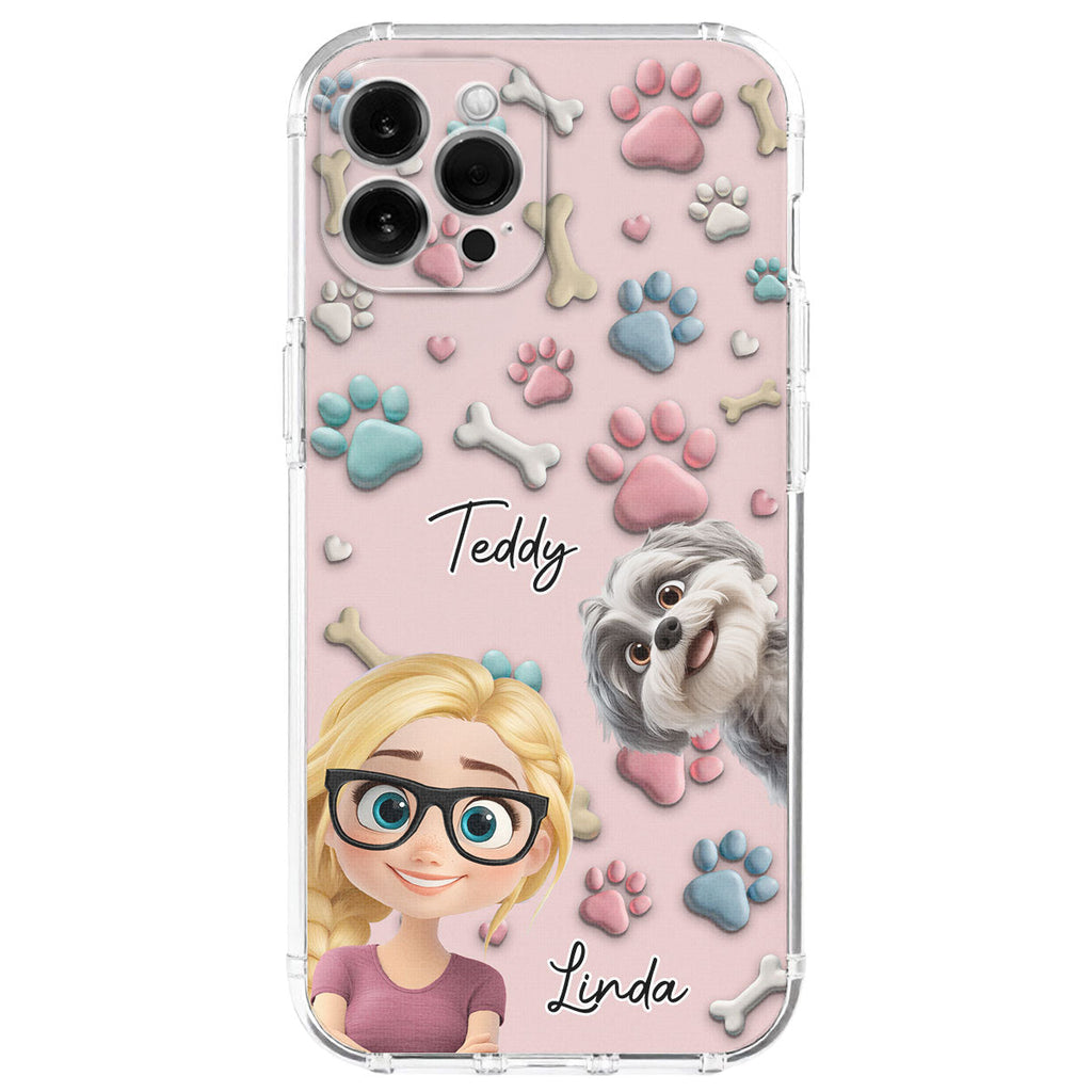 Lovely Dog And Human Cartoon - Personalized Phone Case