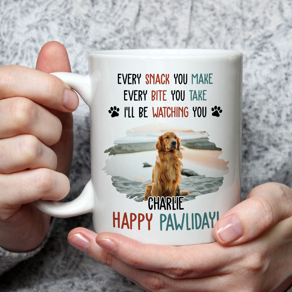 Custom Photo Christmas Birthday Gifts For Dog Lovers • Cartoon Dog Pawliday Photo - Personalized Coffee Mug