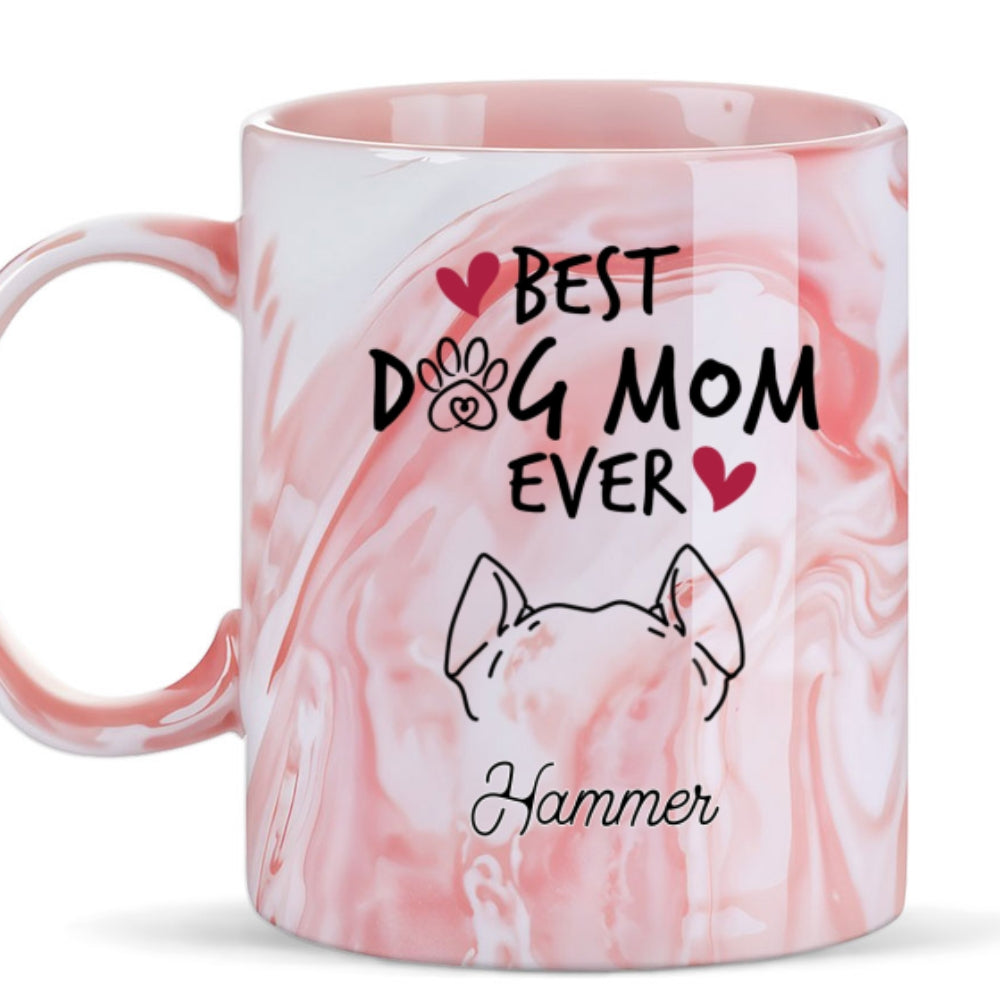 Custom Christmas Birthday Gifts For Pet Lovers • Best Mom - Personalized Pink Marble Mug