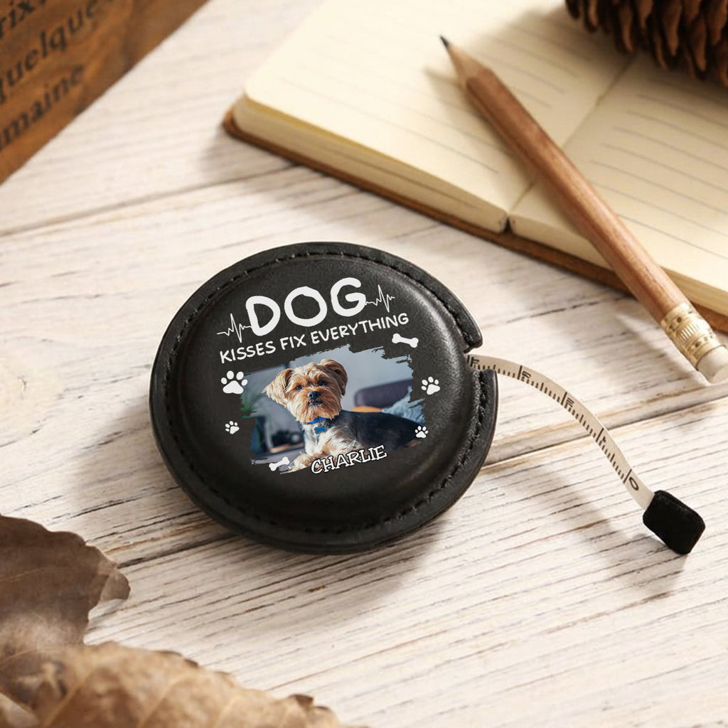 Dog Kisses Photo - Personalized Leather Tape Measure
