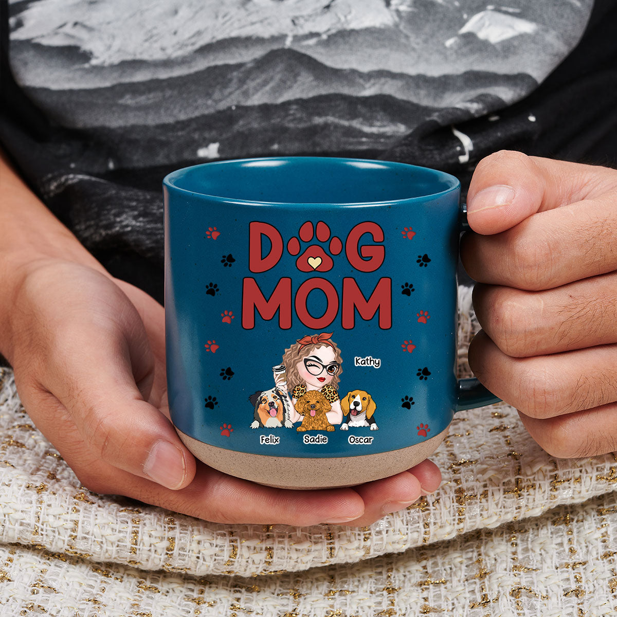 Custom Christmas Birthday Gifts For Dog Lovers • Lovely Dog Mom - Personalized Pottery Mug