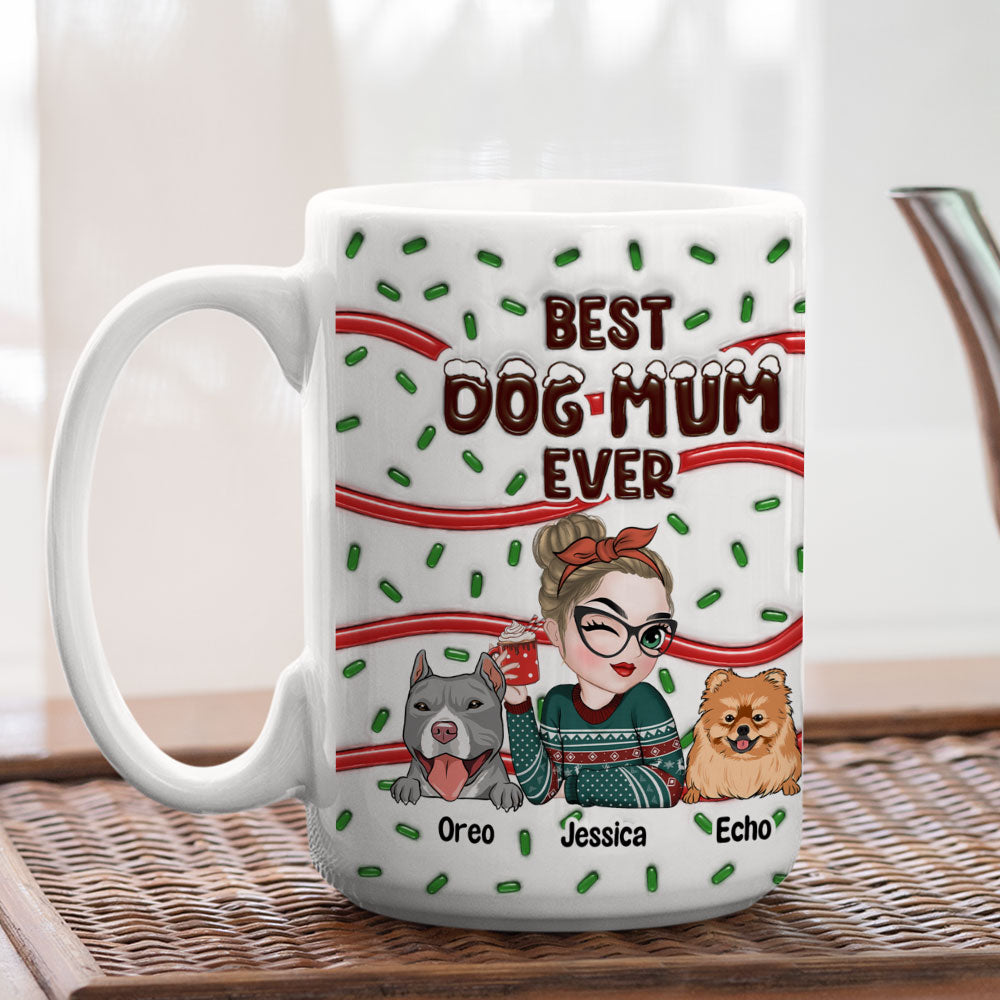 Custom Christmas Birthday Gifts For Dog Lovers • Best Dog Mom Dad Cake - Personalized 3D Inflated Effect Mug
