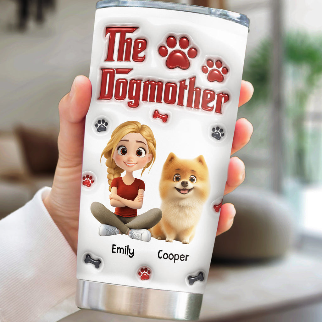 Custom Christmas Birthday Gifts For Dog Mom, Dog Lovers • Cool Dog Mother - Personalized 3D Inflated Effect Tumbler