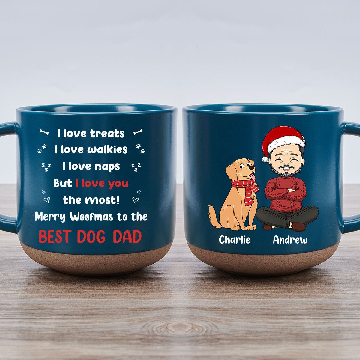 Custom Christmas Birthday Gifts For Dog Lovers • Mom Dad We Love You The Most - Personalized Pottery Mug