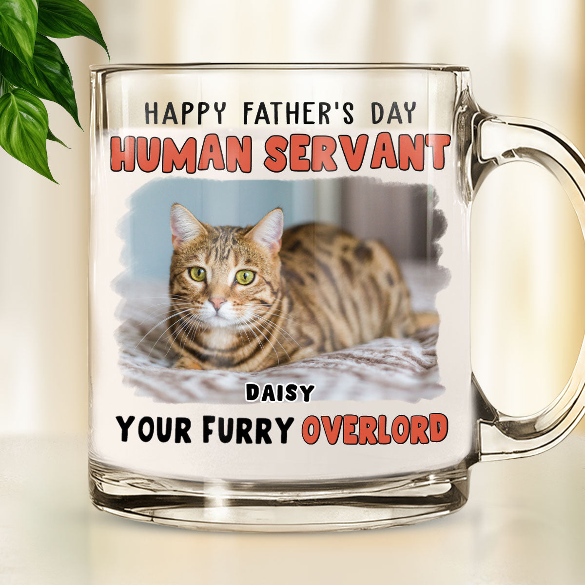 Custom Photo Father's day Birthday Gifts For Dog Dad, Dog Lovers • Your Furry Overlords Pet Ver Photo - Personalized Glass Mug