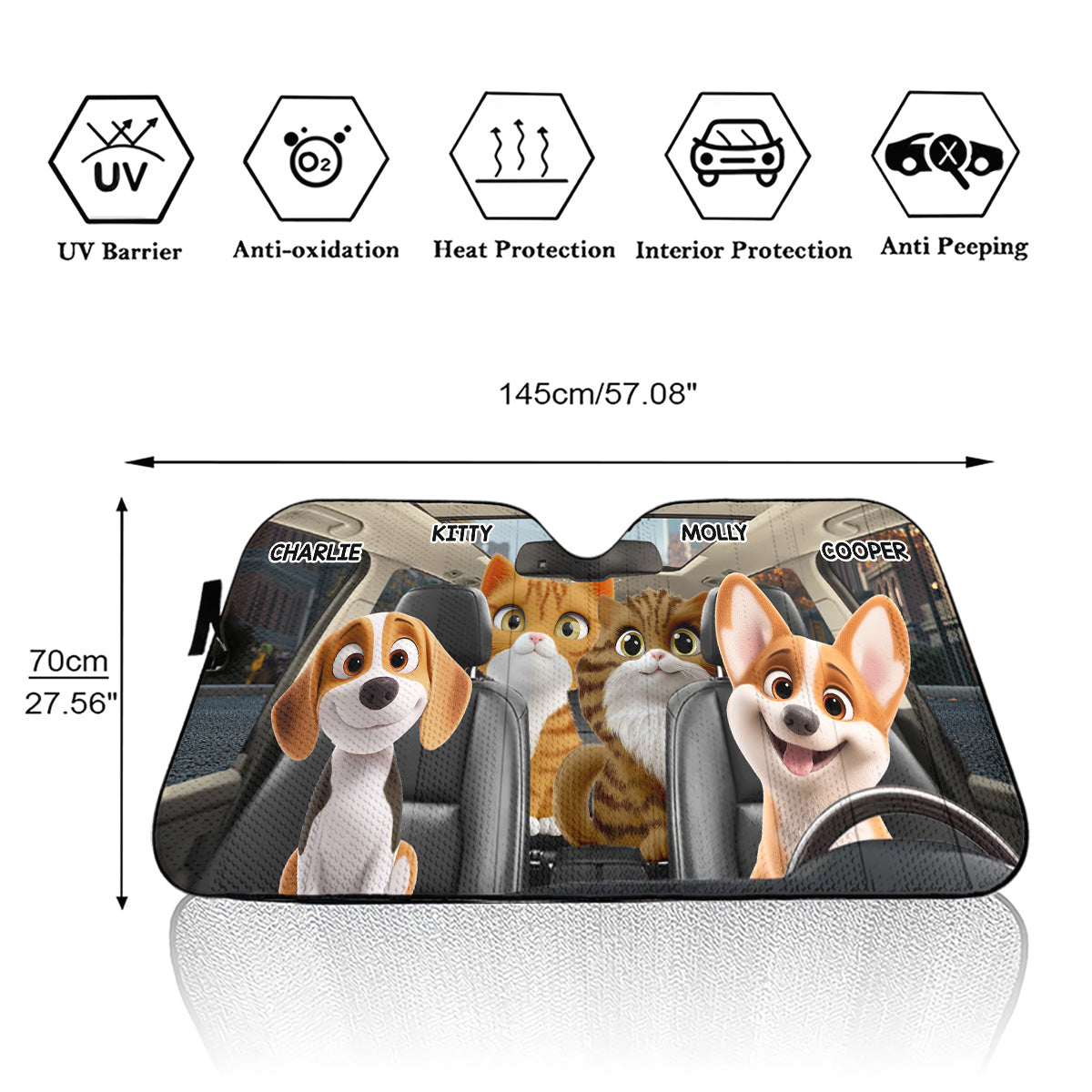 Custom Christmas Birthday Gifts Car Accessories for Pet Parents • Pet Drives Car - Personalized Car Sunshade