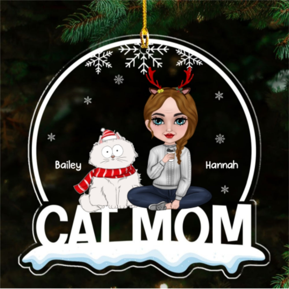 Custom Christmas Decor Home Birthday Gifts For Cat Lovers • Funny Cat Mom - Personalized Acrylic Ornament