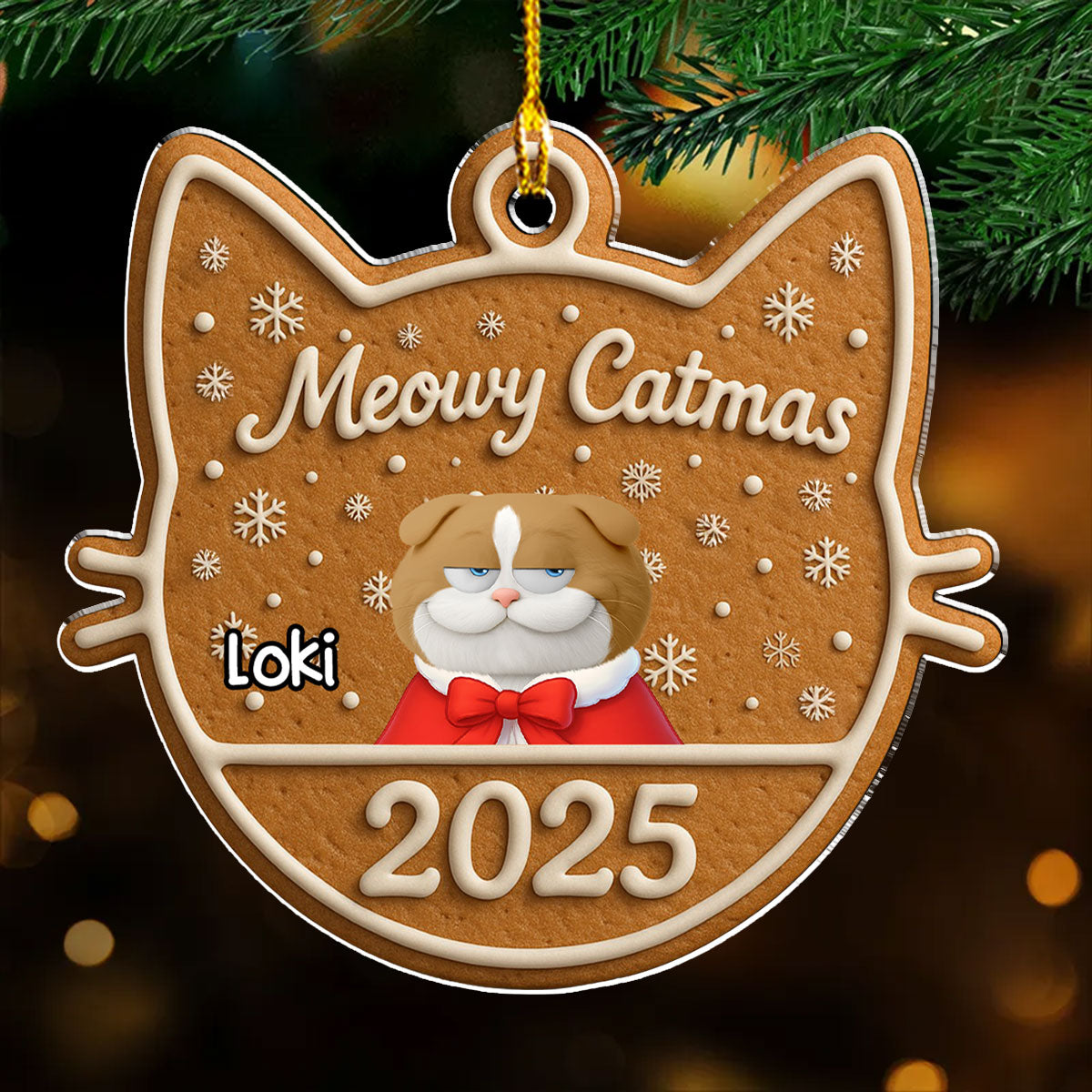 Custom Christmas Decor Home Birthday Gifts For Cat Lovers • Chunky Catmas - Personalized Acrylic Ornament