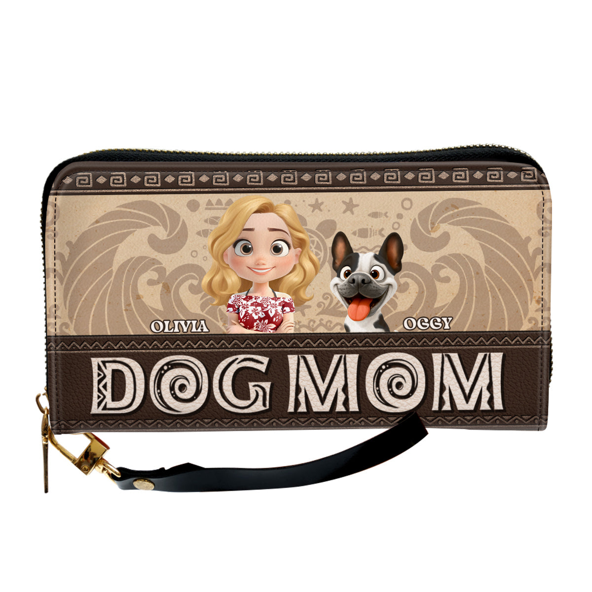 Tropical Dog Mom - Personalized Leather Wallet