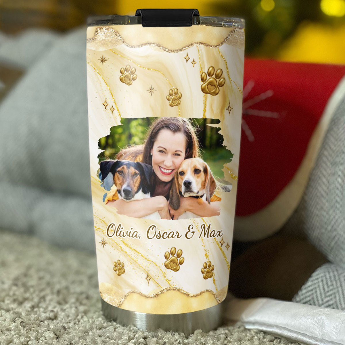 Custom Photo Christmas Birthday Gifts For Dog Mom, Dog Lovers • Dog Mom Corner Photo - Personalized 3D Effect Tumbler