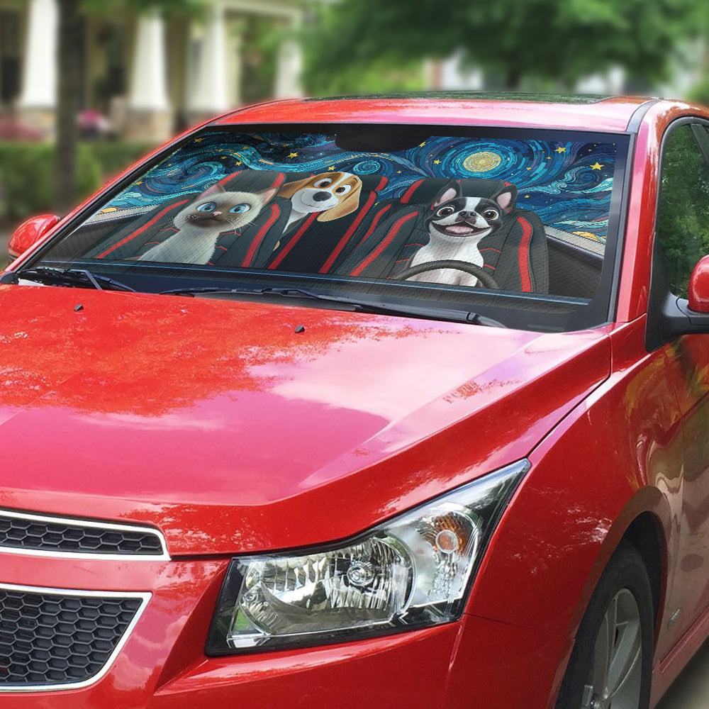 Custom Christmas Birthday Gifts Car Accessories for Pet Parents • Happy Trip - Personalized Car Sunshade