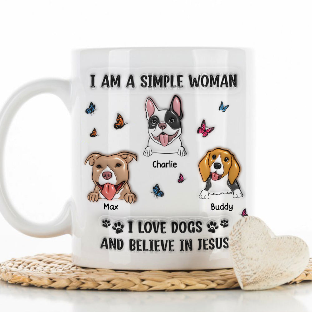 Custom Christmas Birthday Gifts For Dog Lovers • Simple Woman And Dogs - Personalized 3D Inflated Effect Mug
