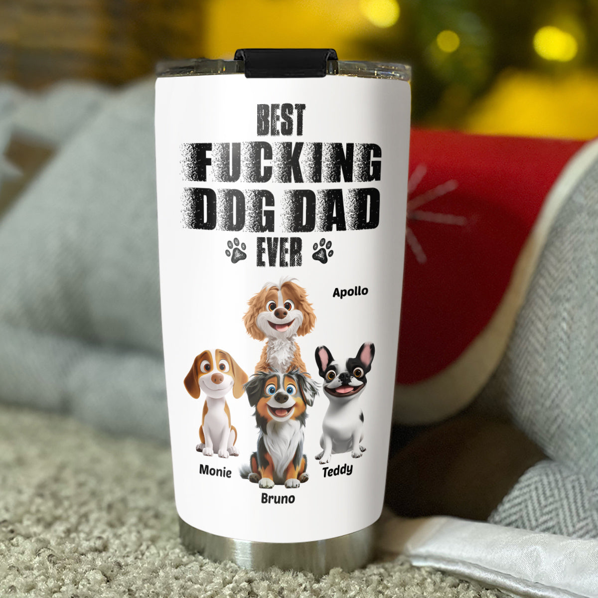 Custom Christmas Birthday Gifts For Dog Dad, Dog Lovers • Best Dad Ever Version 3 - Personalized Tumbler