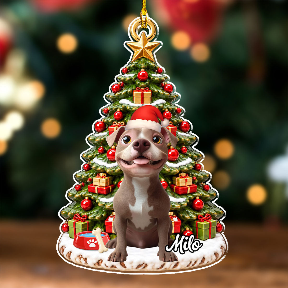 Custom Christmas Decor Home Birthday Gifts For Dog Lovers • Merry Woofmas Tree - Personalized 3D Effect Acrylic Ornament