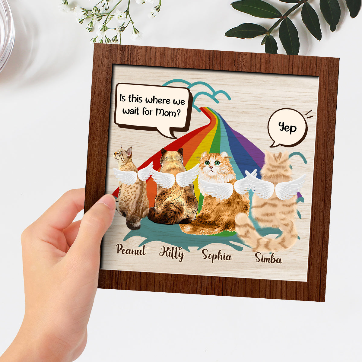 We Wait Here For You Mom - Personalized Wooden Plaque