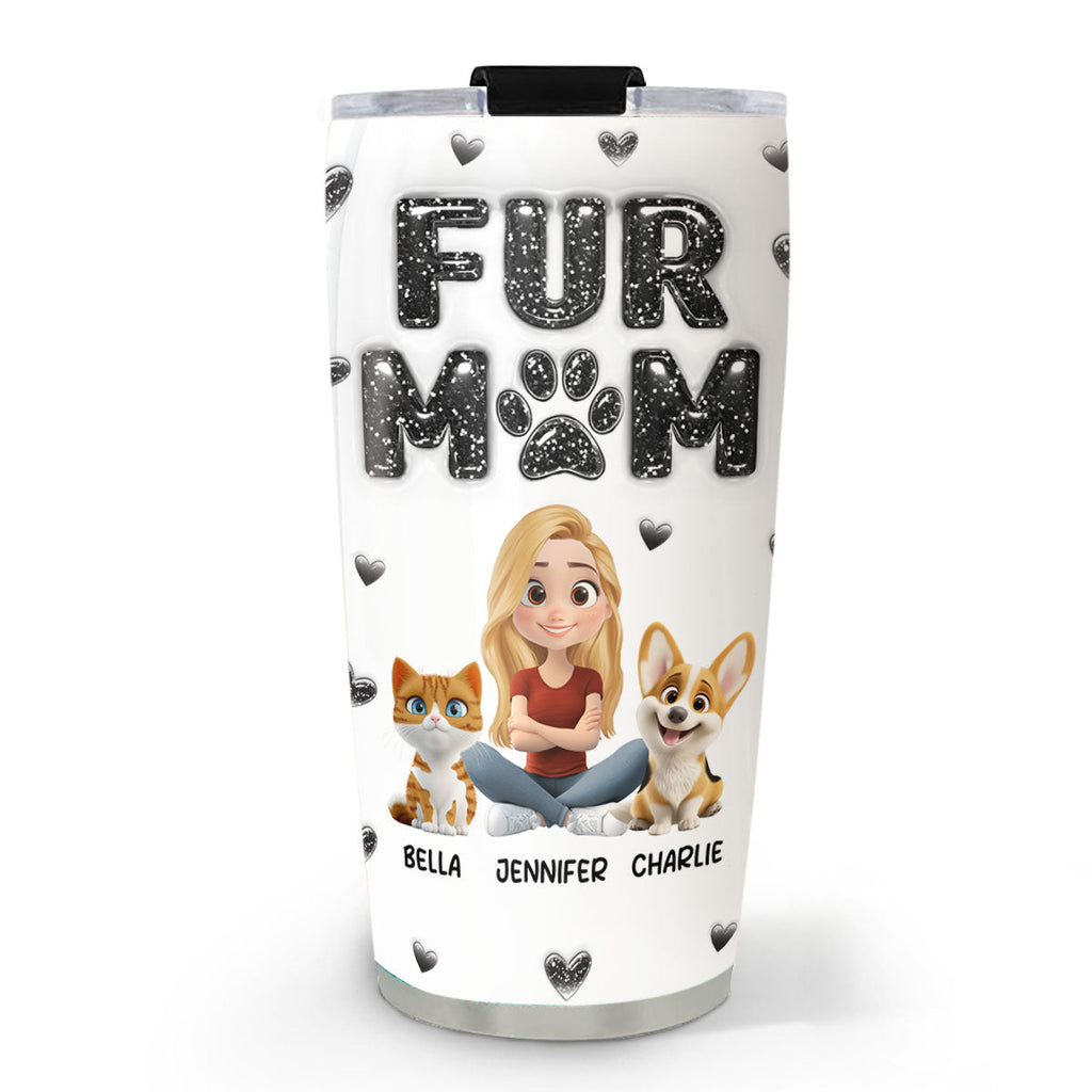 Custom Christmas Birthday Gifts For Pet Mom, Pet Lovers • Adore Fur Babies - Personalized 3D Inflated Effect Tumbler