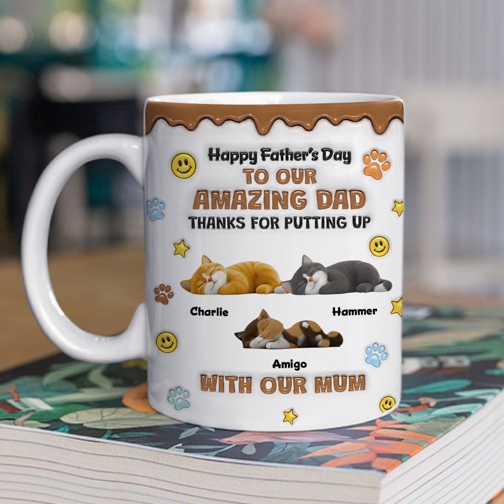 Custom Father's day Birthday Gifts For Cat Dad, Cat Lovers • Thank You For All Things Cat Dad - Personalized 3D Inflated Effect Mug
