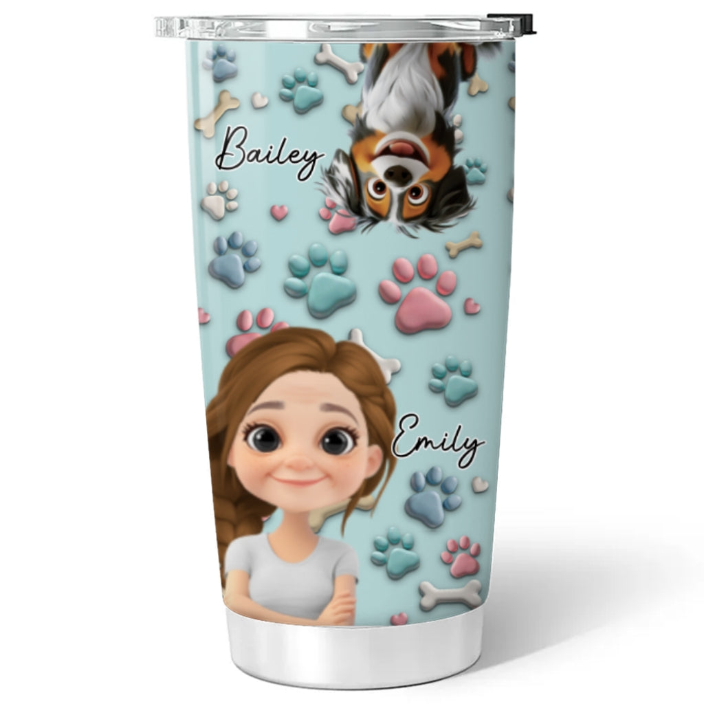 Custom Mother's day Birthday Gifts For Dog Mom, Dog Lovers • Dog And Human Cartoon - Personalized Tumbler