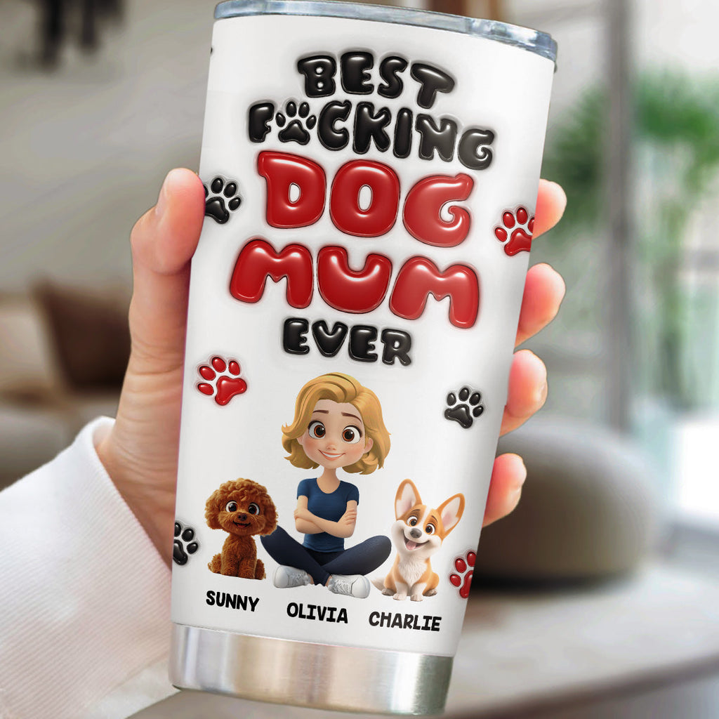 Custom Christmas Birthday Gifts For Dog Mom, Dog Lovers • Of Course I Am - Personalized 3D Inflated Effect Tumbler