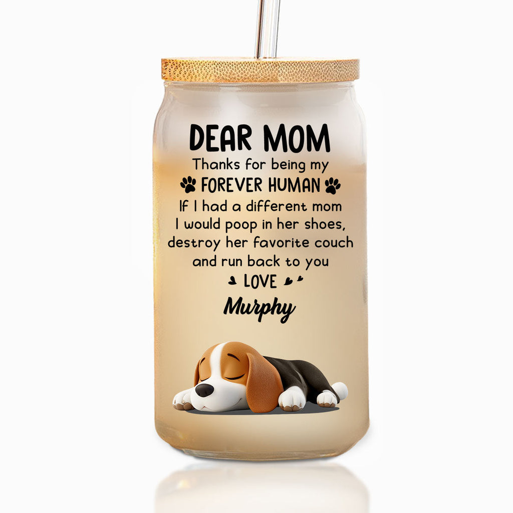 Thanks For Being My Forever Human - Personalized Glass Can