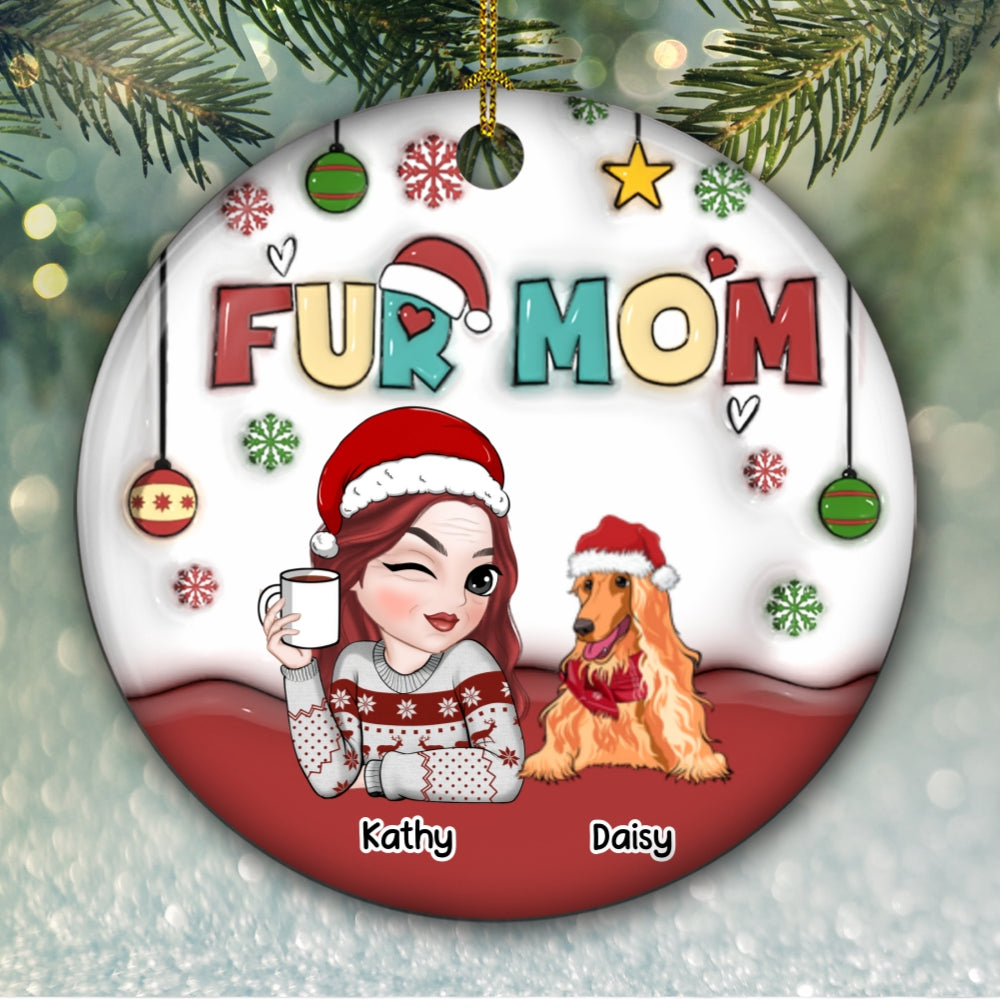 Mom Of Pets- Personalized 3D Inflated Effect Ceramic Ornament